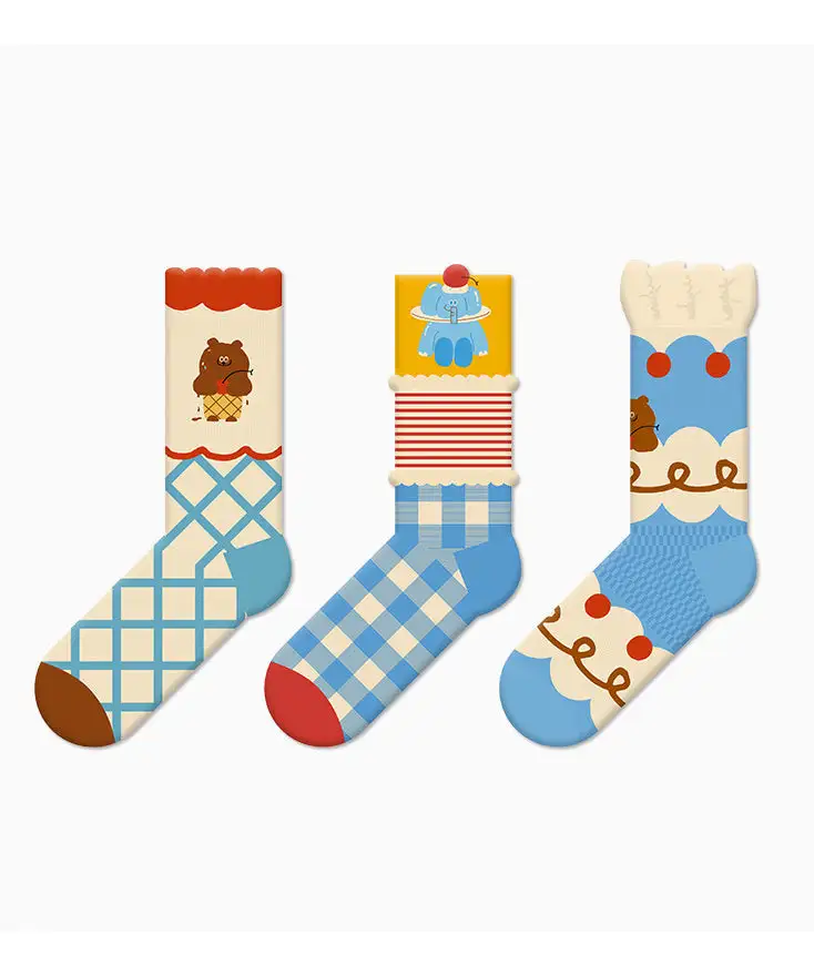 Thin Cute Cartoon Jacquard Socks