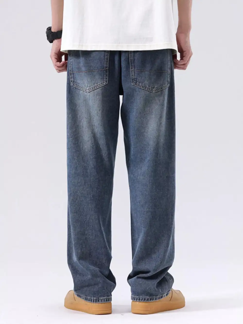 Men’s Plus Size Vintage Wash Loose Jeans