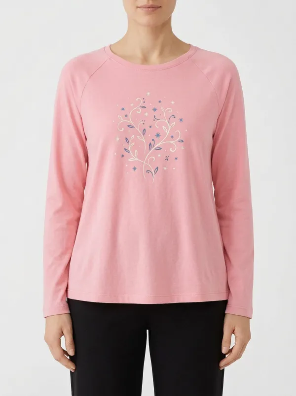 Women's Graphic Print Raglan Long-Sleeve Top