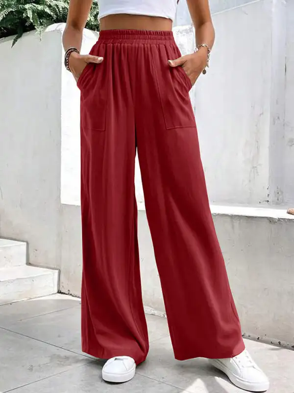 Mid Waist Straight Loose Sports Clean Pants