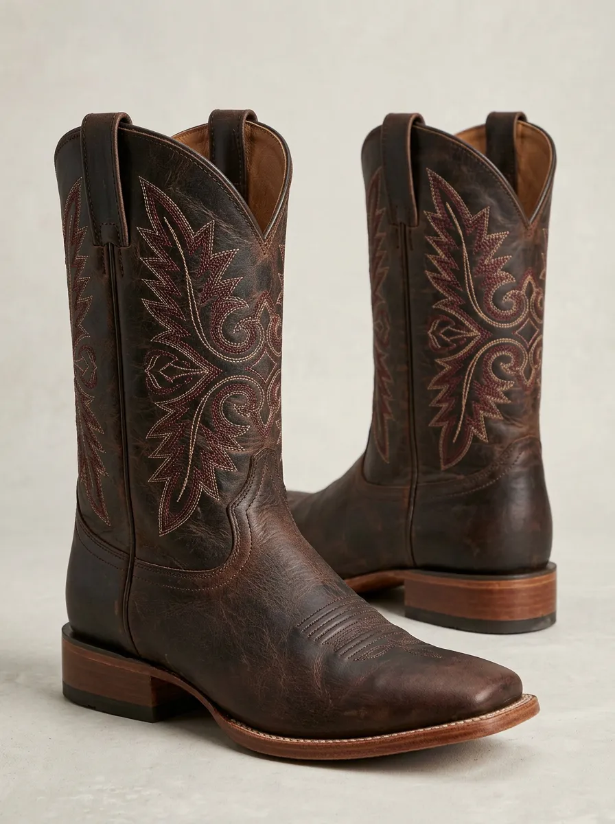 Men's Desert Inspired Western Cowboy Embroidered Cowboy Boots