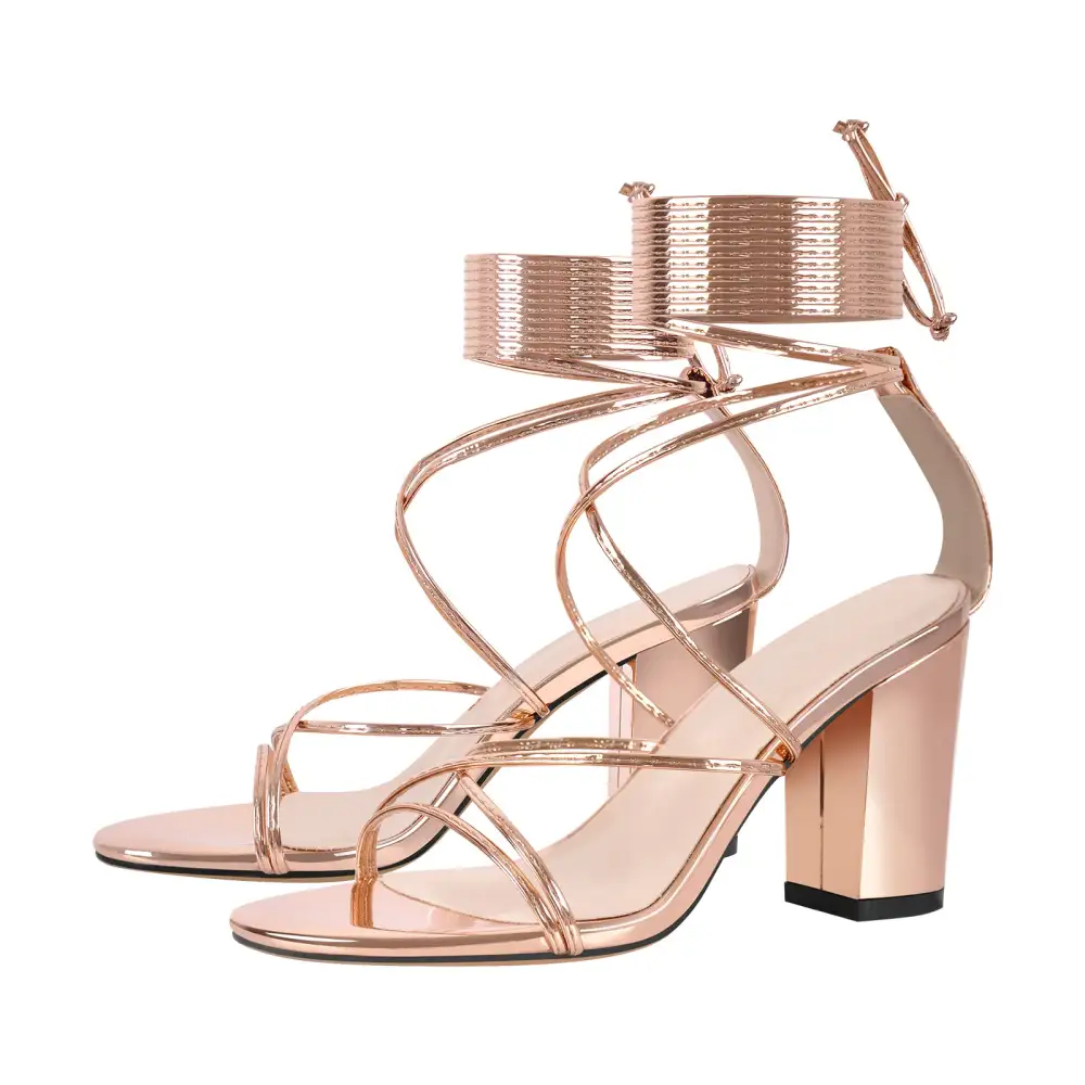 Open Toe Lace Up Chunky Sandals