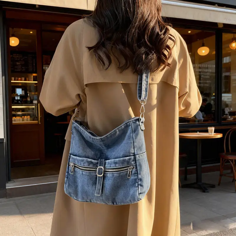 Denim Bucket Casual Shoulder Bag