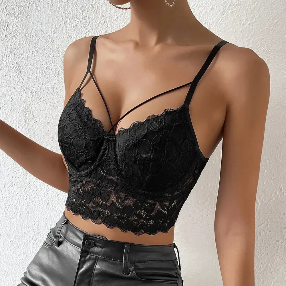 Lace Bra with Sheer Waist Panel