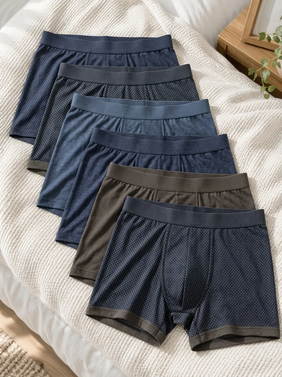 Men's Geometric Pattern Solid Color Printed Boxer Briefs Set