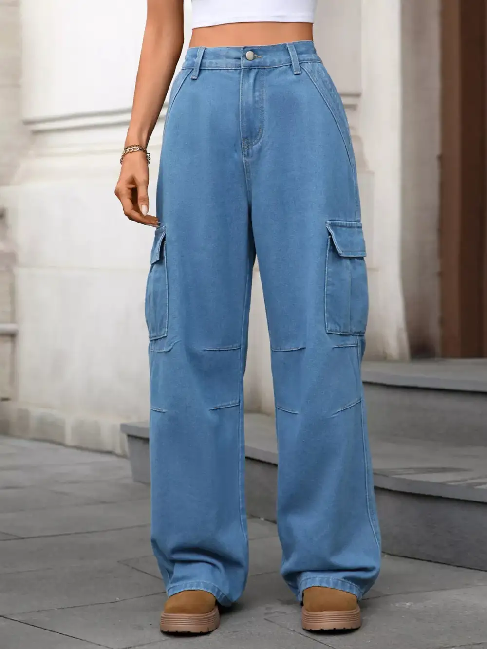 Polished Cargo Denim Jeans