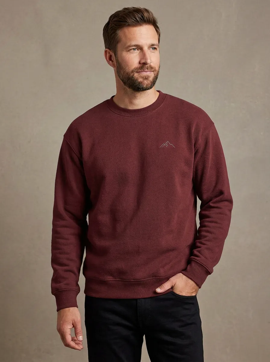 Men's Charcoal Grey Outdoor Mountain Minimalist Fleece Sweatshirt