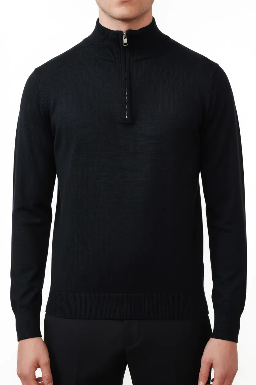 Viscose Refined Half Zip Sweater