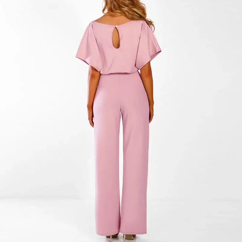  Refined Belted Wide Leg Jumpsuit