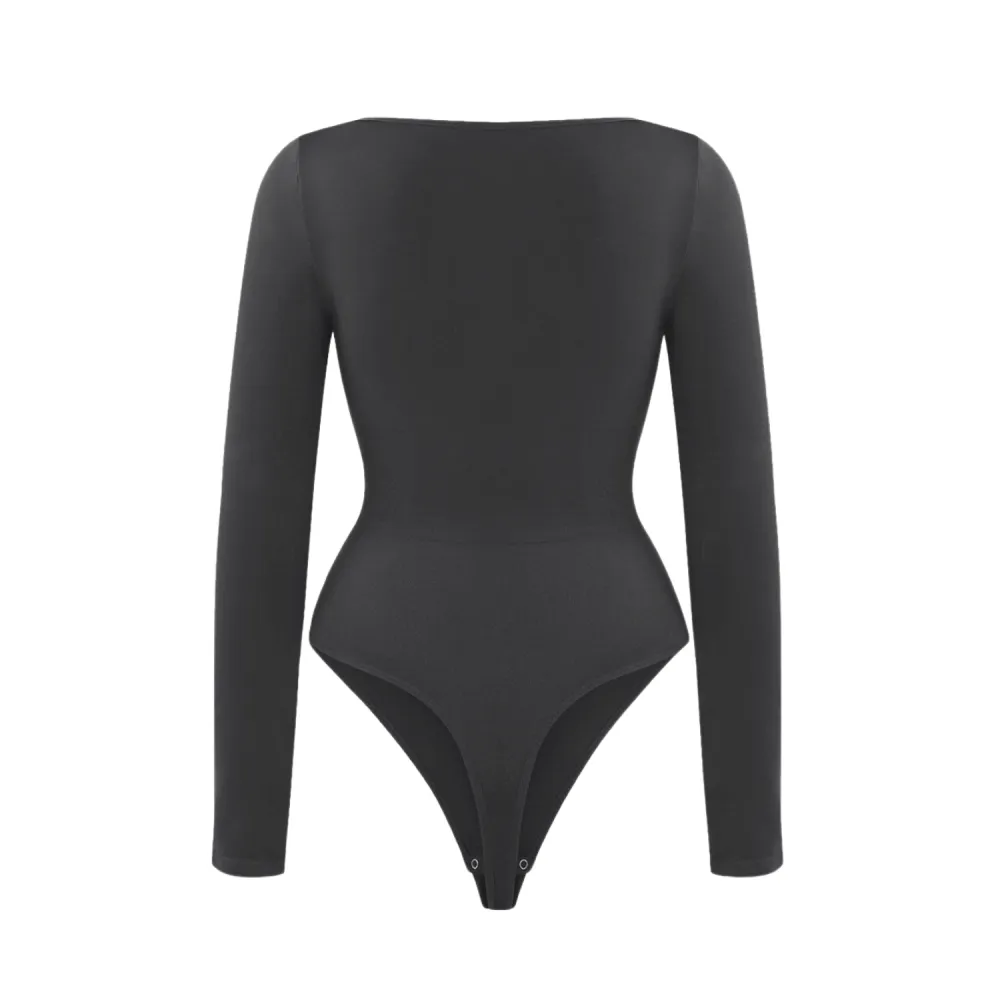 Square Neck Long Sleeve Shaping Bodysuit