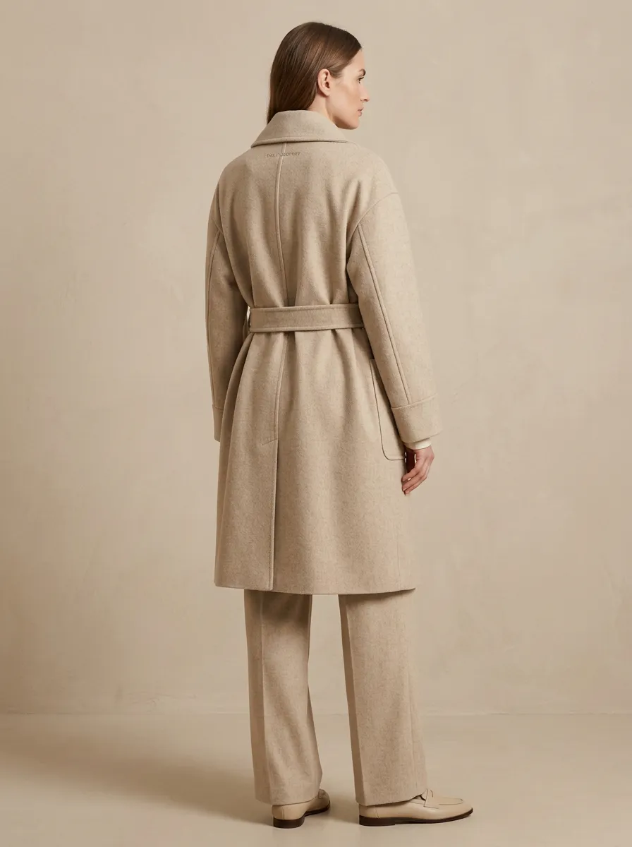 Wool Blend Belted Trench Coat
