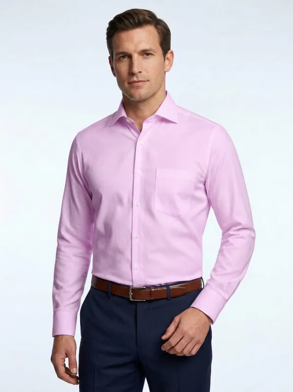 Men's Business Formal Solid White Pocket Dress Shirt