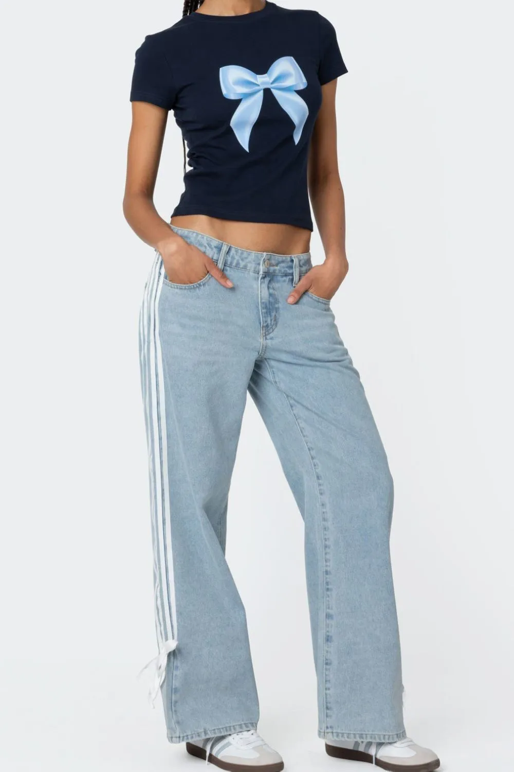 Side Striped Loose Fit Denim Jeans