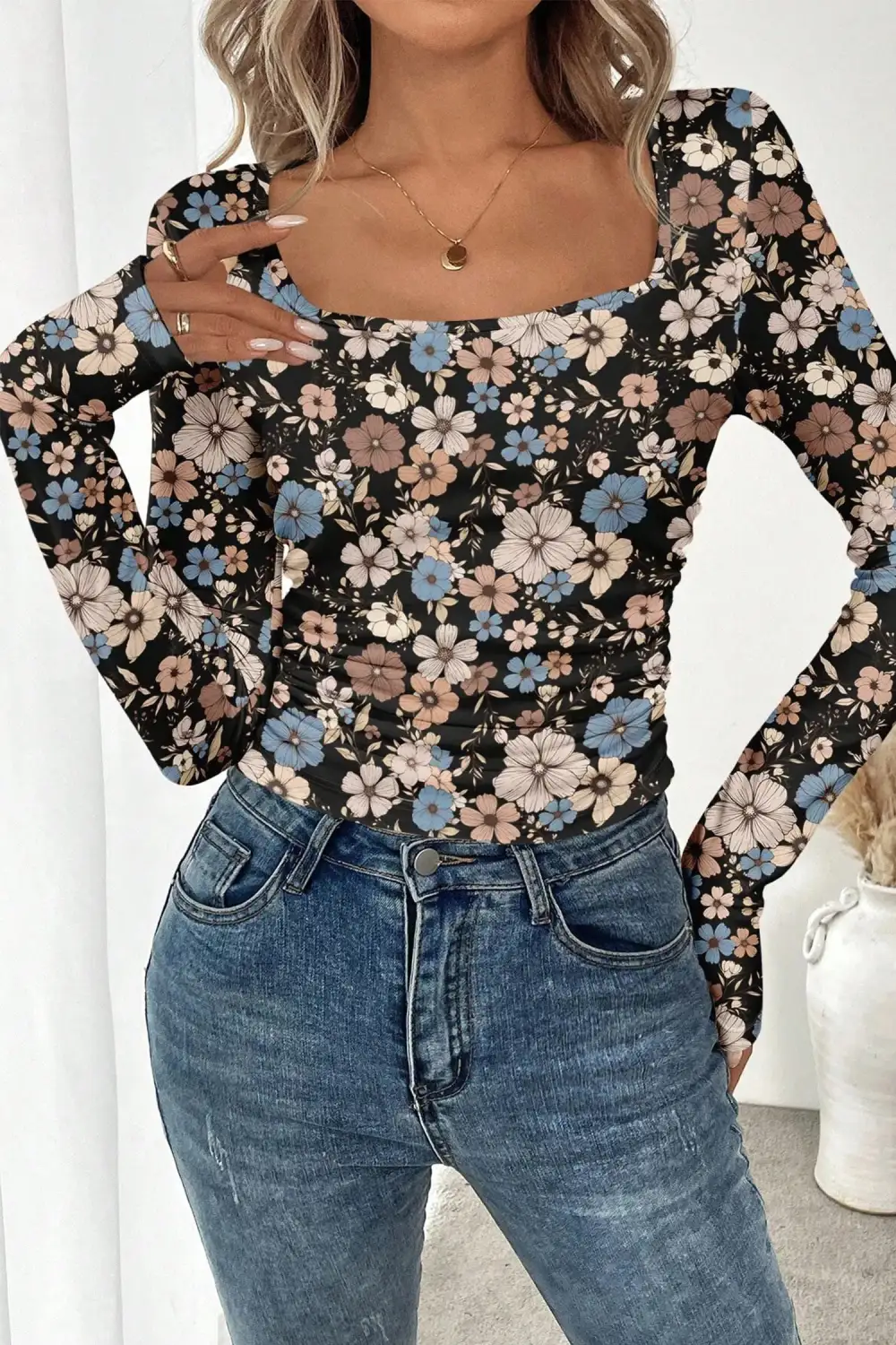 Women's Leopard Print Long Sleeve Slim Fit T-Shirt