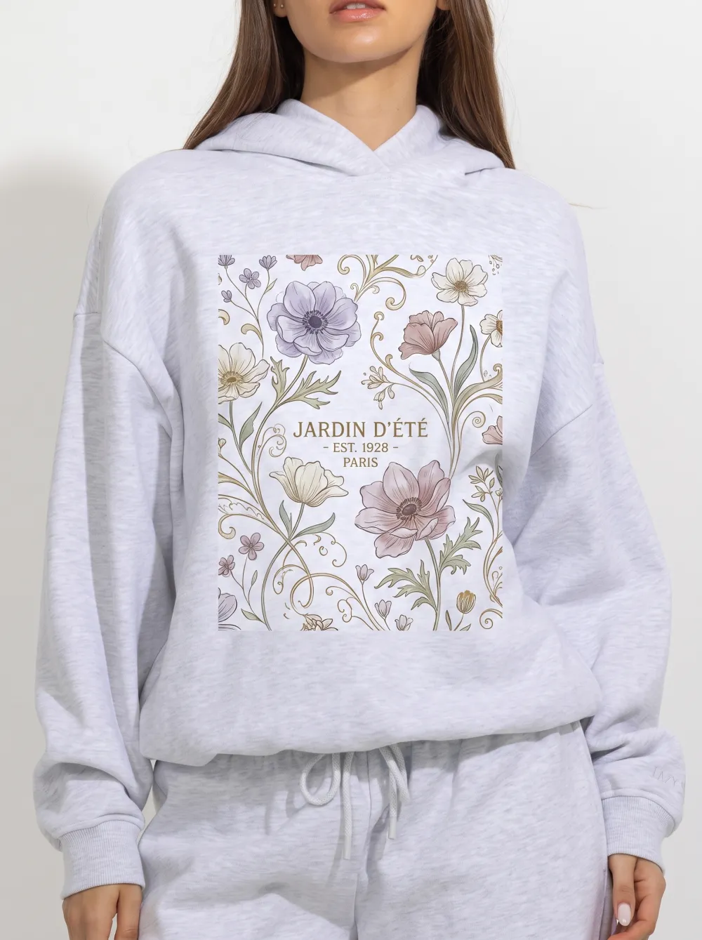 Women's Jardin D'été Floral Paris Printed Hoodie
