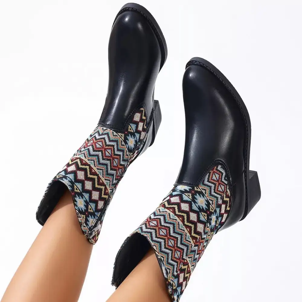 Point Toe Block Heels Boots