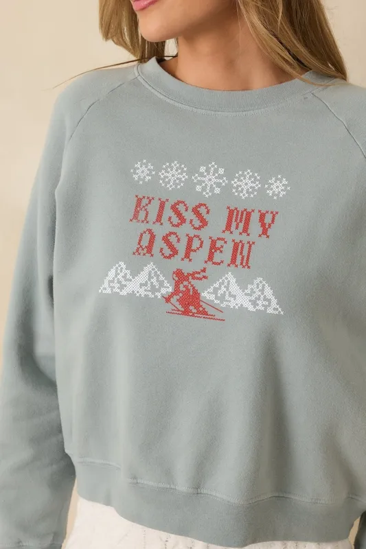 Slate Blue Ski Graphic Sweatshirt