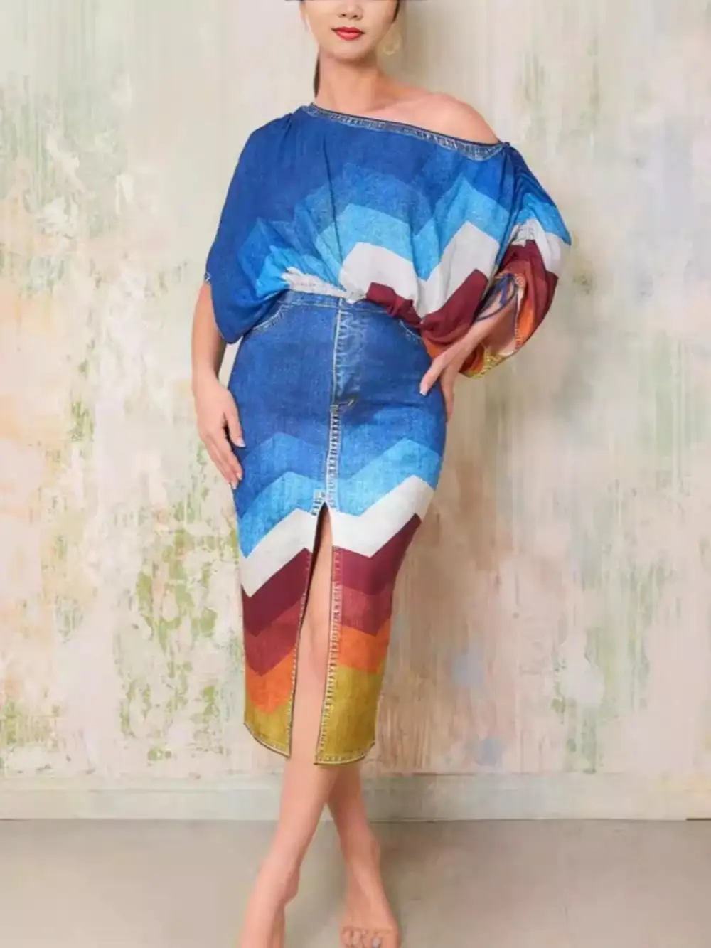 One Shoulder Drawstring Coordinated Set