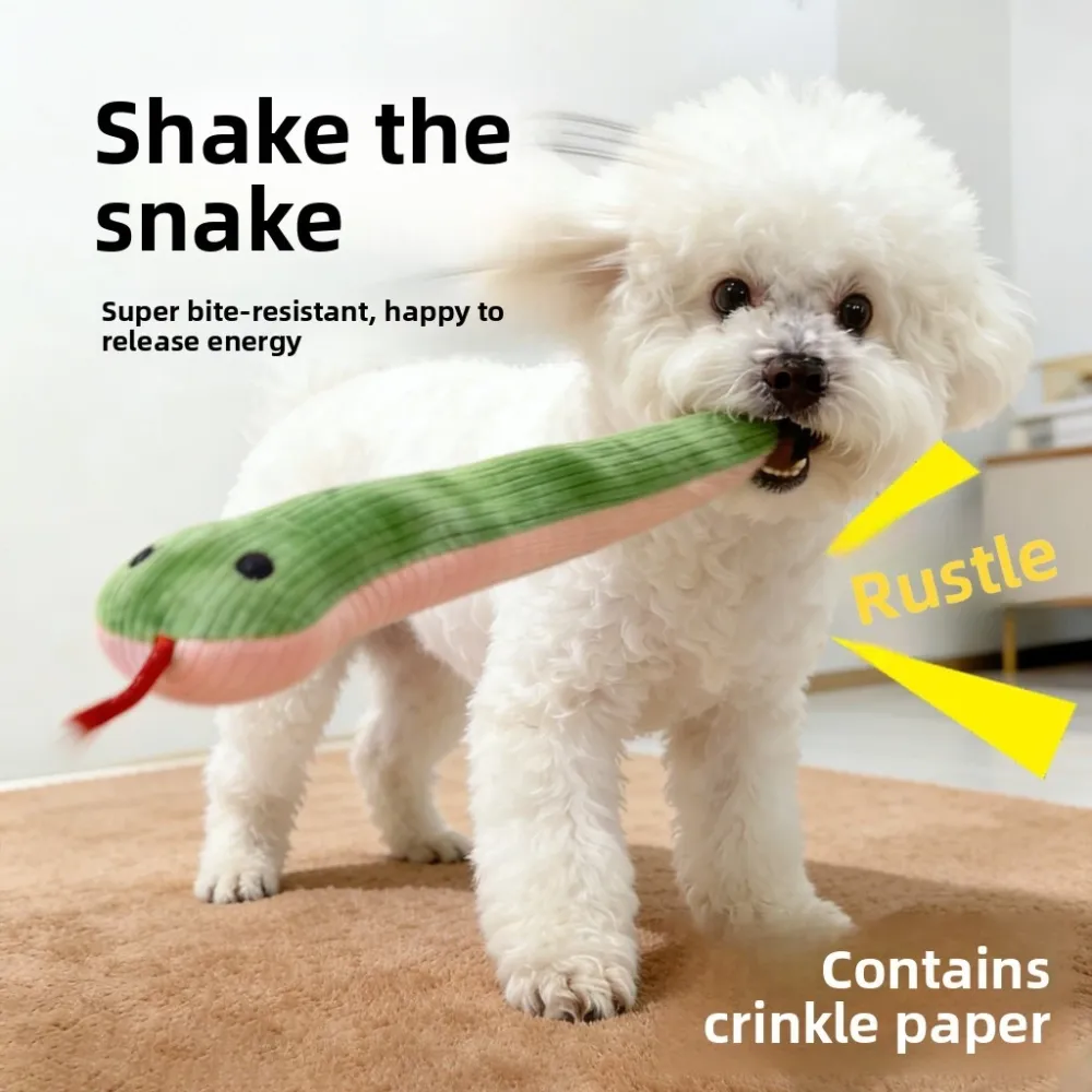 Squeaky Pet Toy Snake Dog Toy Wiggly Snake Chew Toy Teething & Boredom Relief for Small & Medium Dogs