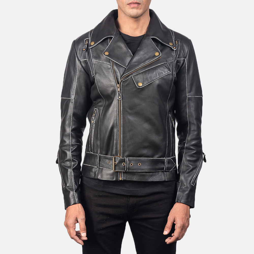 Men's Bold Profile Biker Leather Jacket