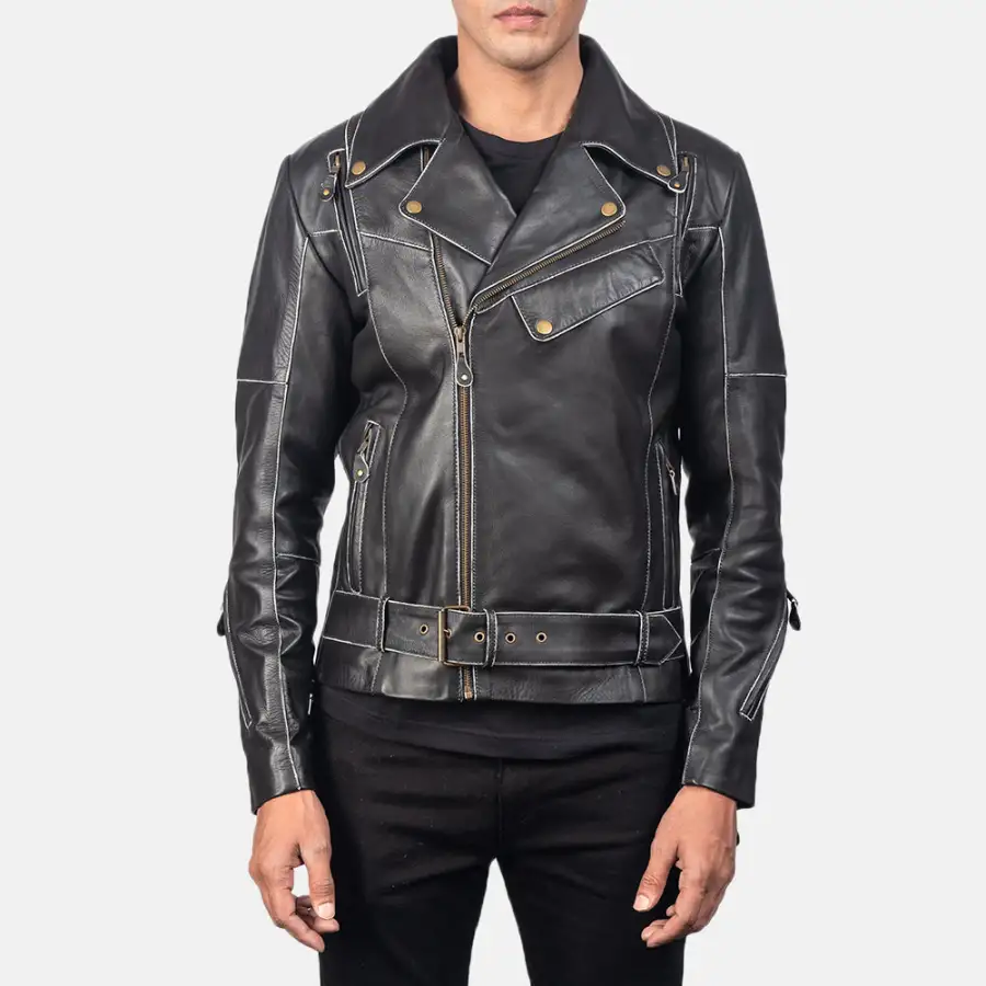 Men's Bold Profile Biker Leather Jacket