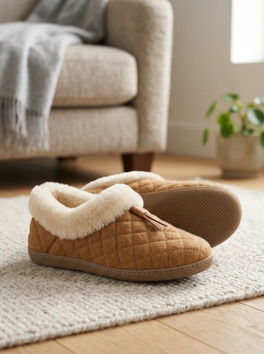 Classic Quilted Faux Fur Lined Finish Unisex Warm Wool Shoes