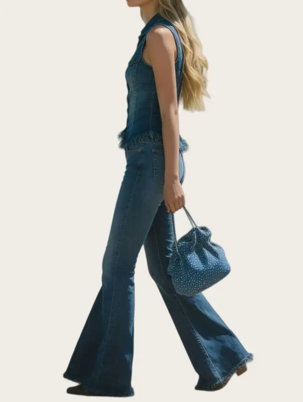 Vintage Sleeveless Top Wide Pants Set