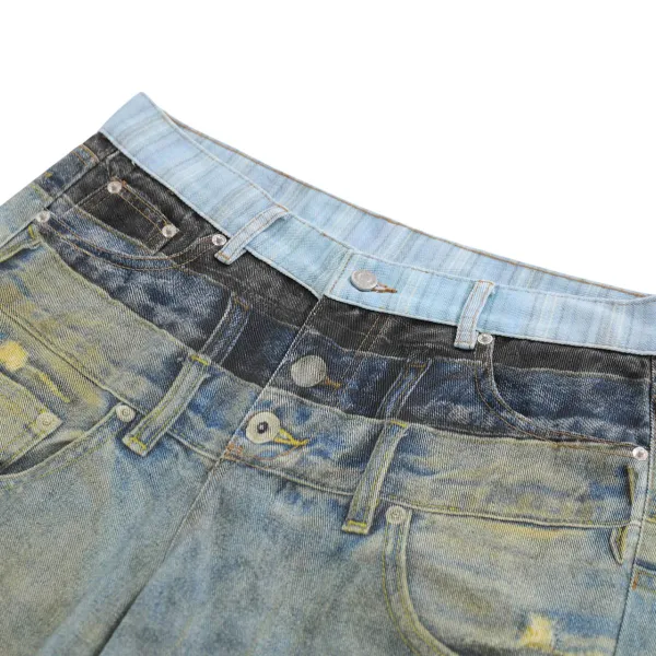 Straight Leg Distressed Washed Denim Jeans