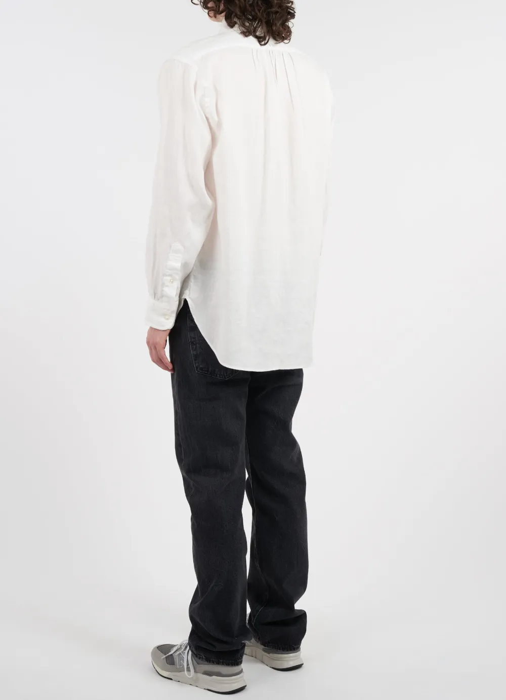 Men's Button Down Collar Curved Hem Shirt