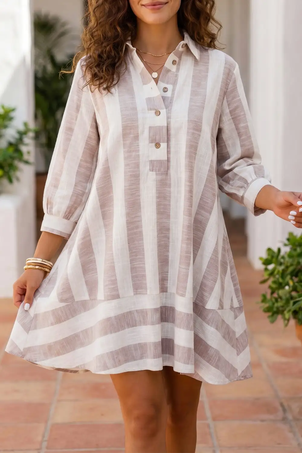 Women's Striped Shift Mini Dress