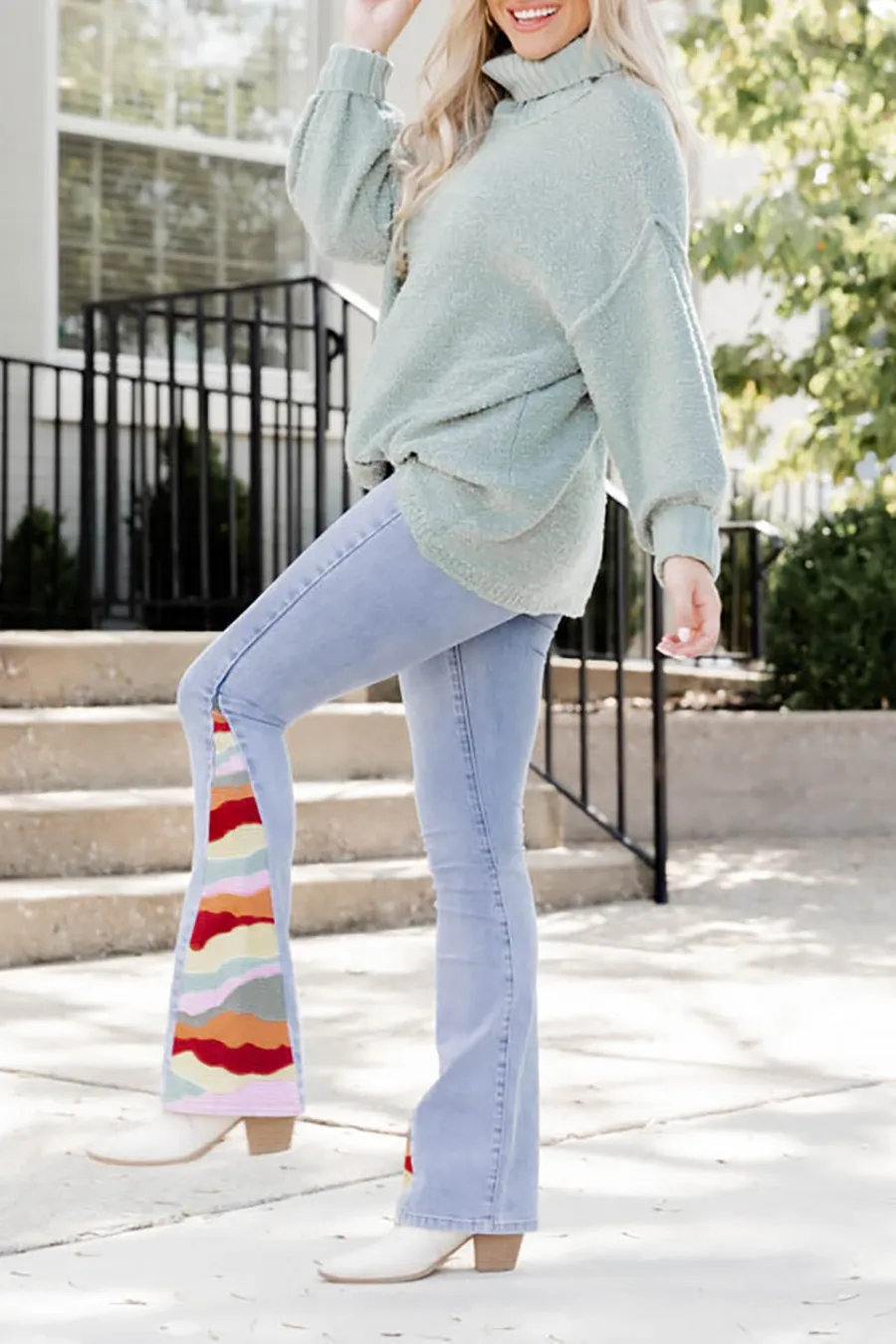 Versatile Embroidered Flare Jeans