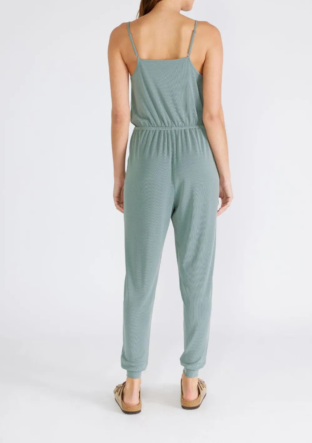 Drawstring Surplice Sleeveless Jumpsuit