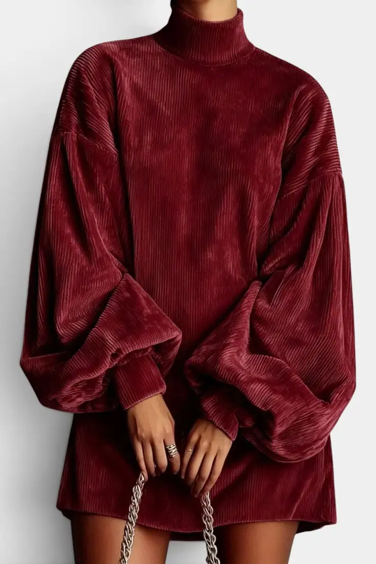Corduroy-Velvet Mini Dress