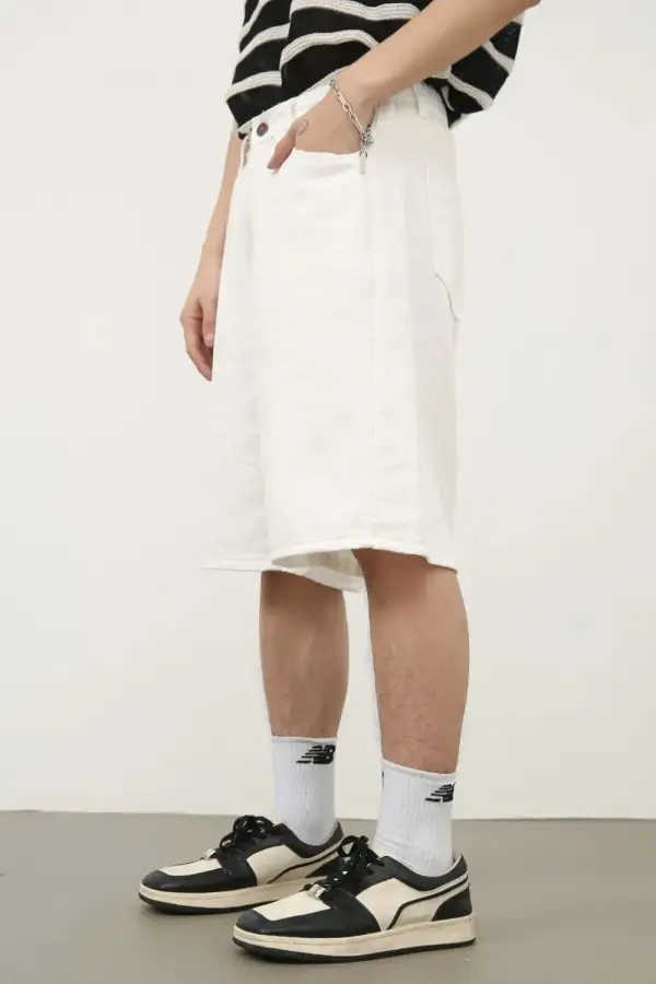 Textured Cotton Blend Casual Shorts