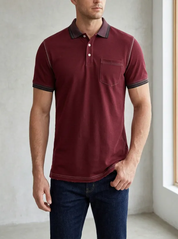 Men's Pocket Trimmed Polo Shirt