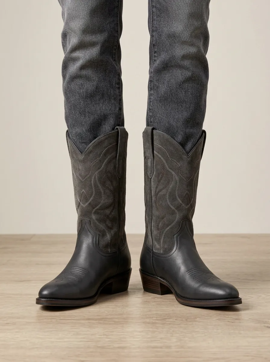 Unisex Decorative Embroidery Cowboy Western Boots