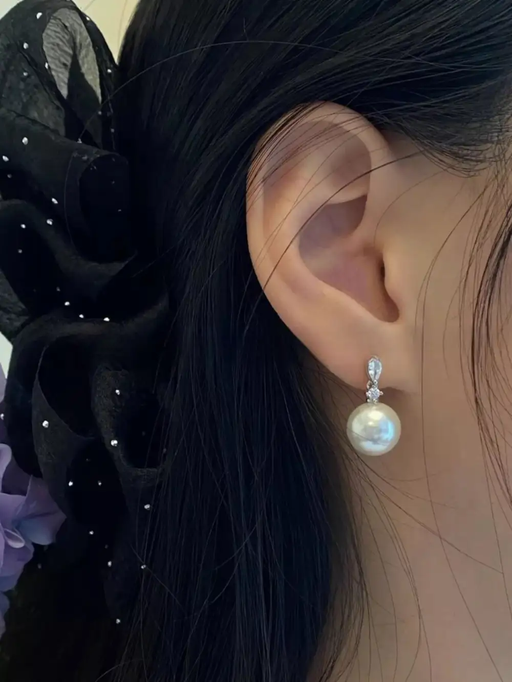 Classic Zircon Pearl Drop Earrings