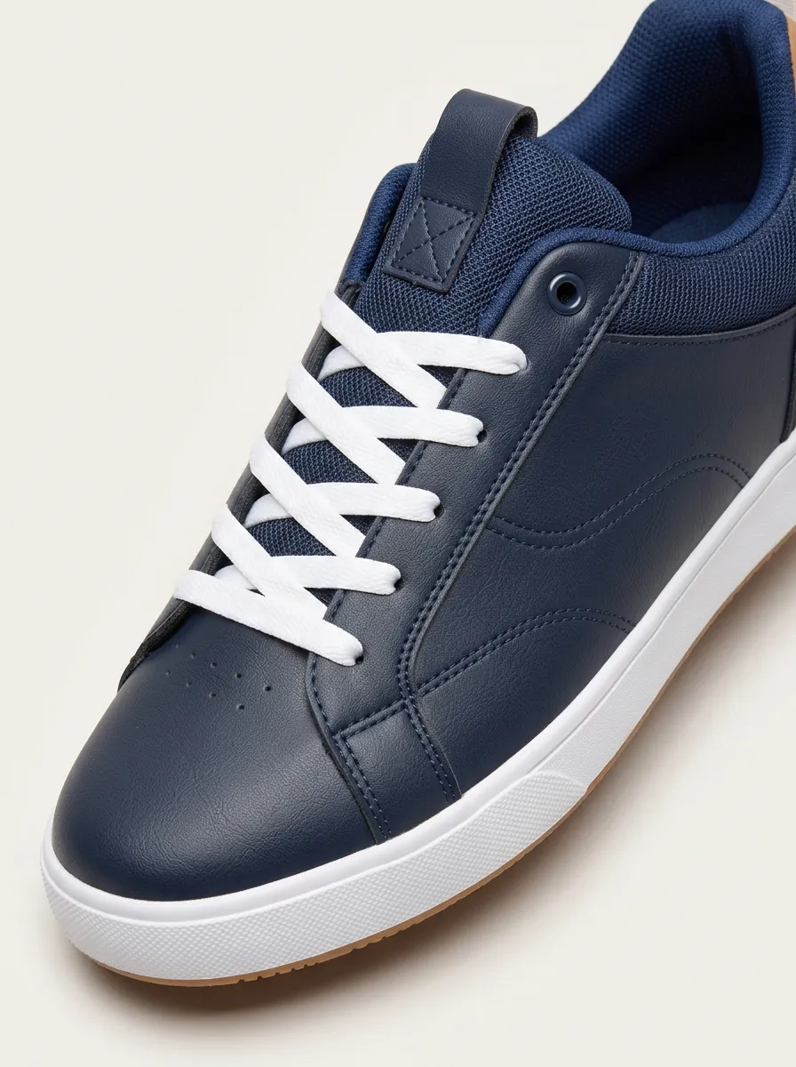 Leather-Panel Mesh-Panel Low-Top Men's Athletic Sneakers