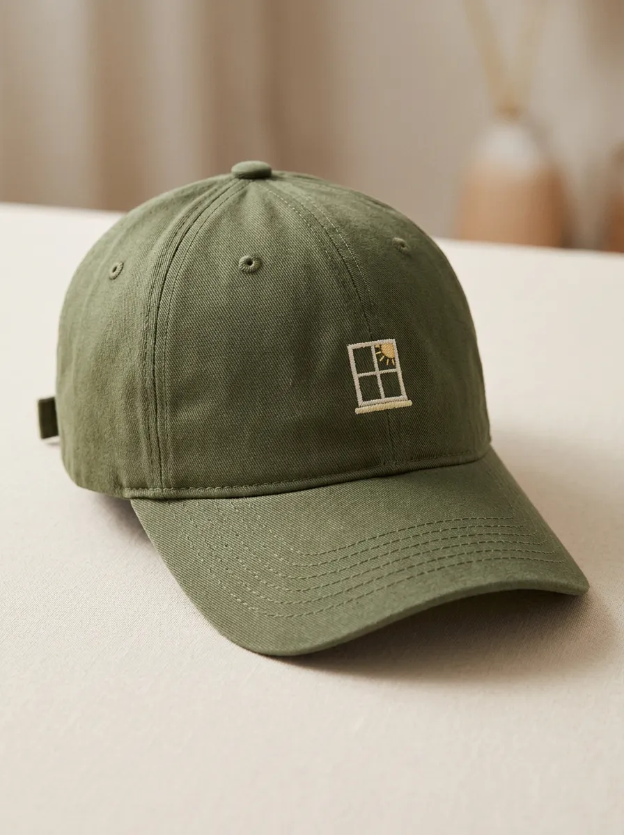 Modern Window-Motif Embroidered Unisex Baseball Cap