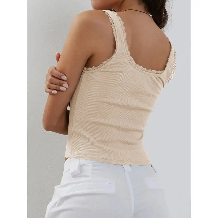 Lace Detail Square Neck Tank