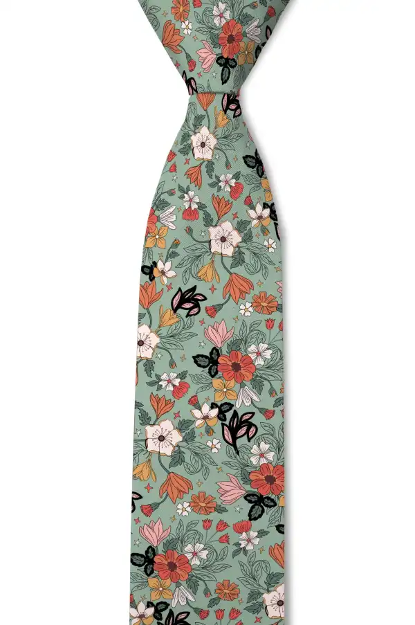 Versatile Botanical Floral Pattern Necktie