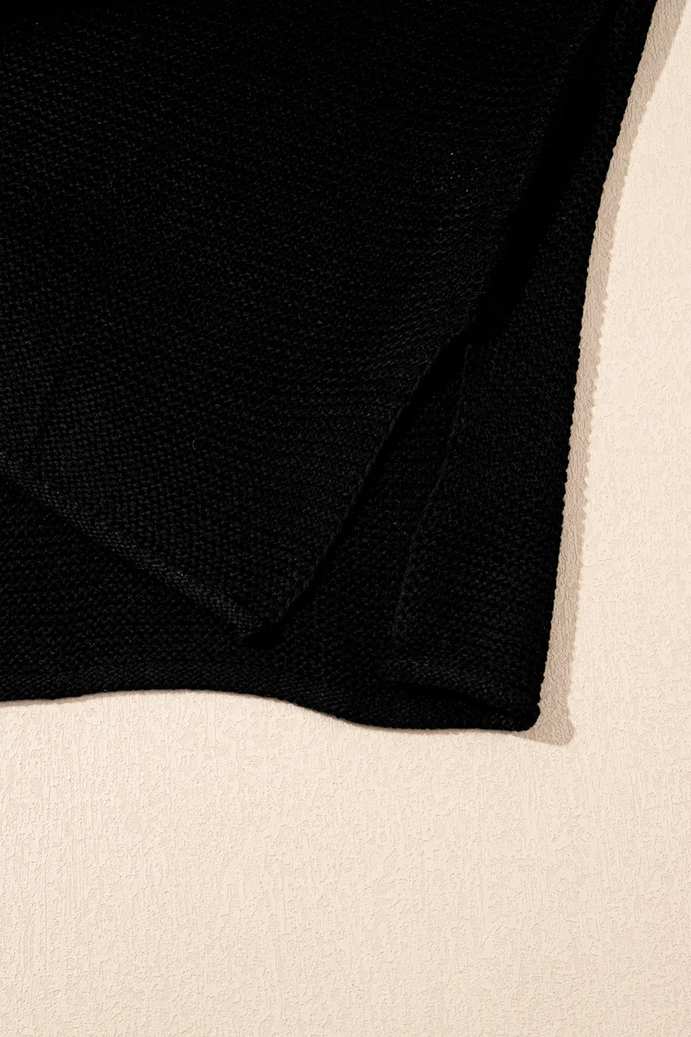 Black Sweater Side Slits Tee
