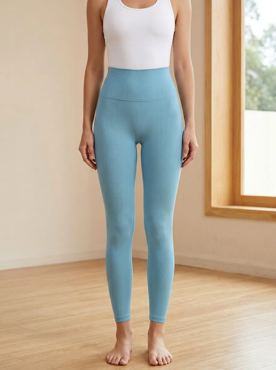 Rise Ribbed High-Waisted Leggings