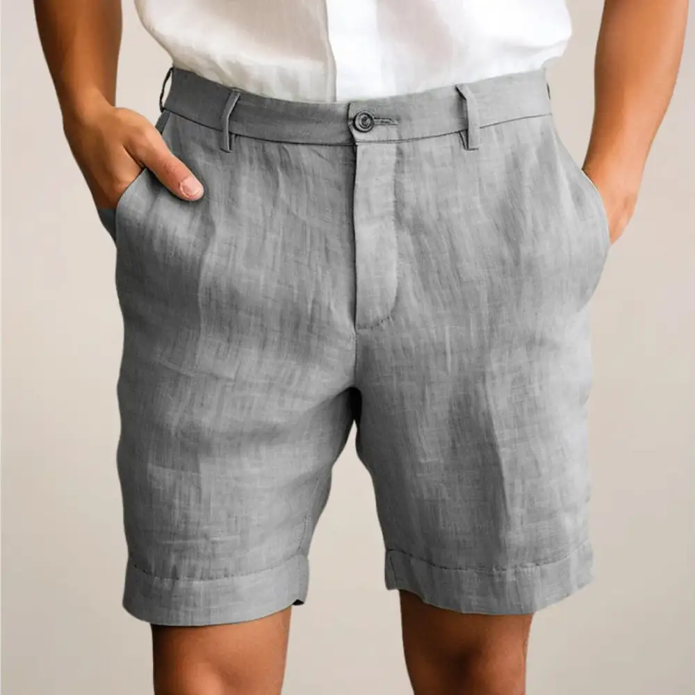 Men's Linen Blend Pleated Dress Shorts