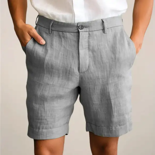 Men's Linen Blend Pleated Dress Shorts