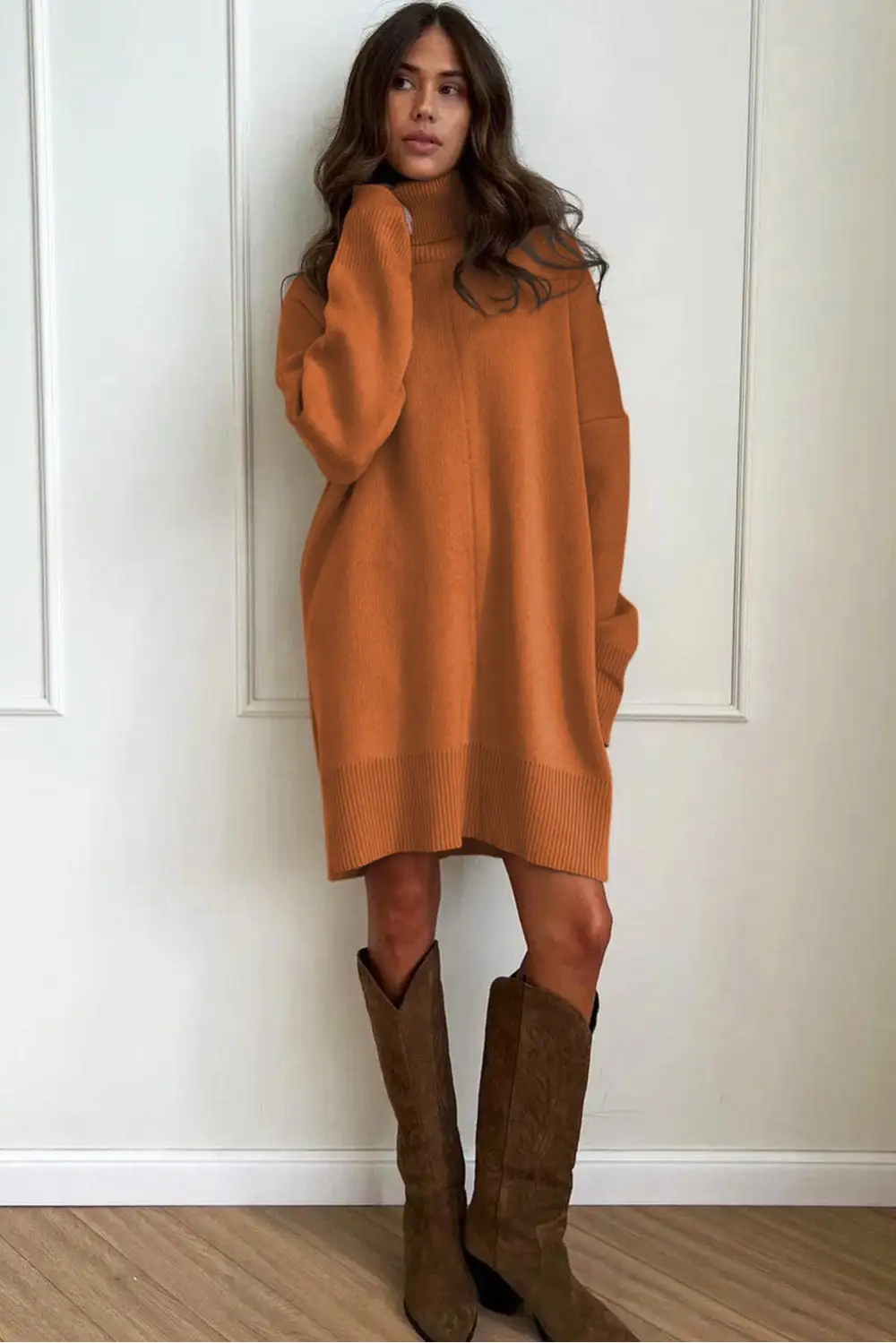 Wearable Cut Drop Shoulder Sweater Dress