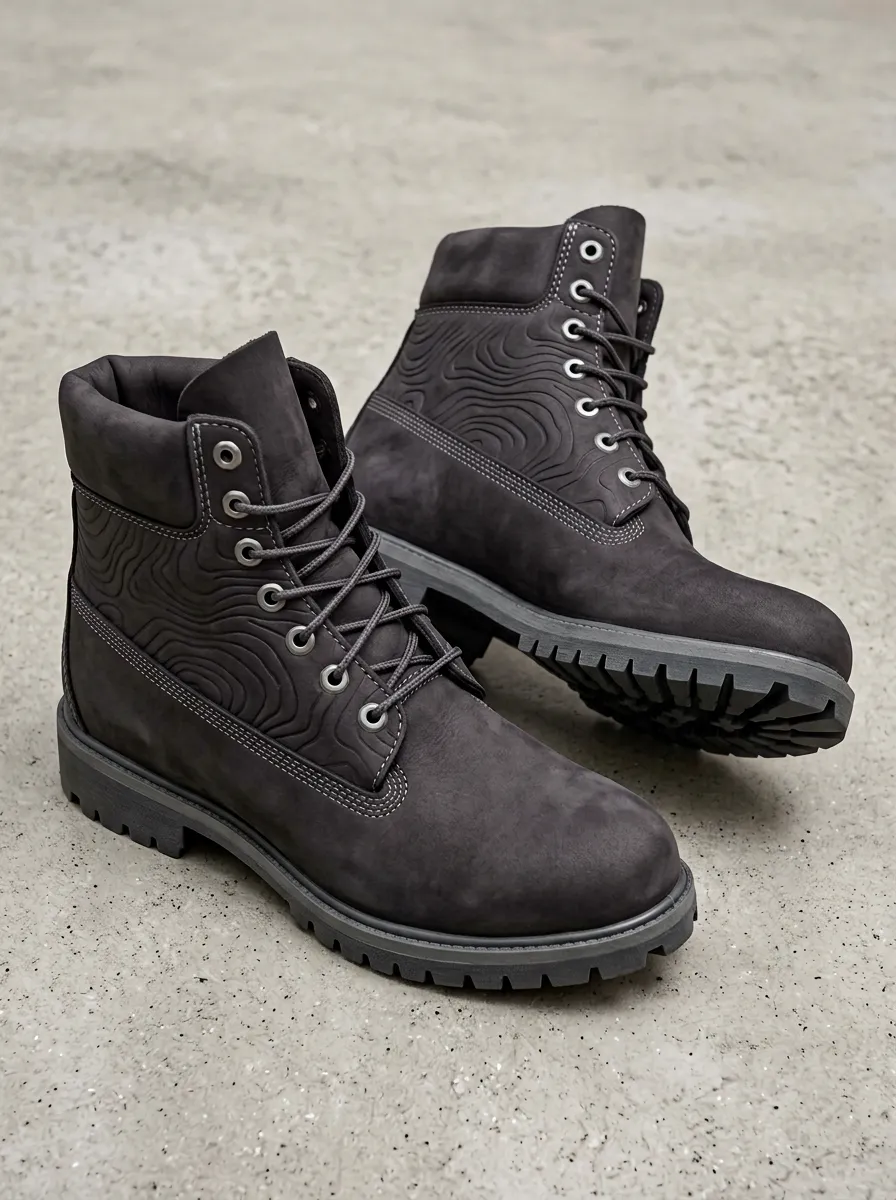 Unisex Clean-Lined Outdoor Enthusiast Topographic Map Print Work Boots