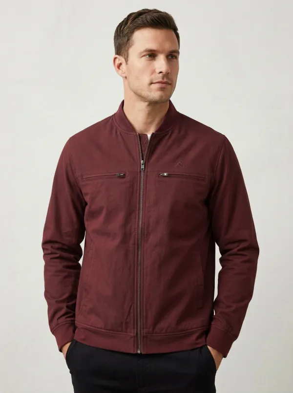 Men's Casual Minimalist Embroidered Zip-up Bomber Jacket