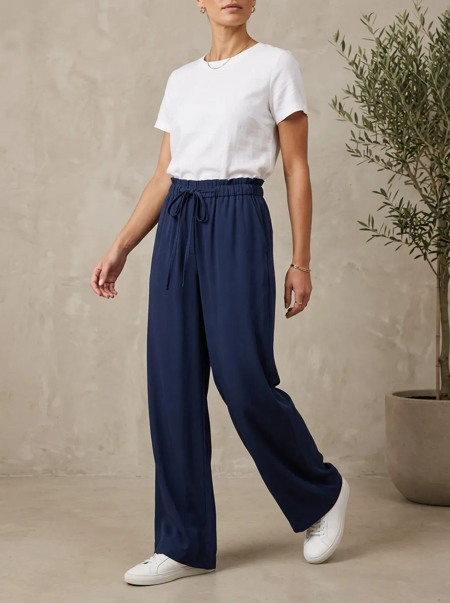 High-Waist Minimal Relaxed Women's Wide-Leg Trousers