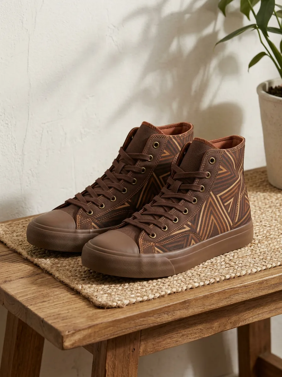 Men's Modern Geometric Pattern Patterned High Top Canvas Shoes